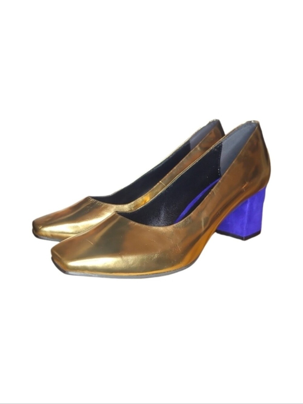 RECTO | Blue and Gold Colorblock Heels in Size EU 38